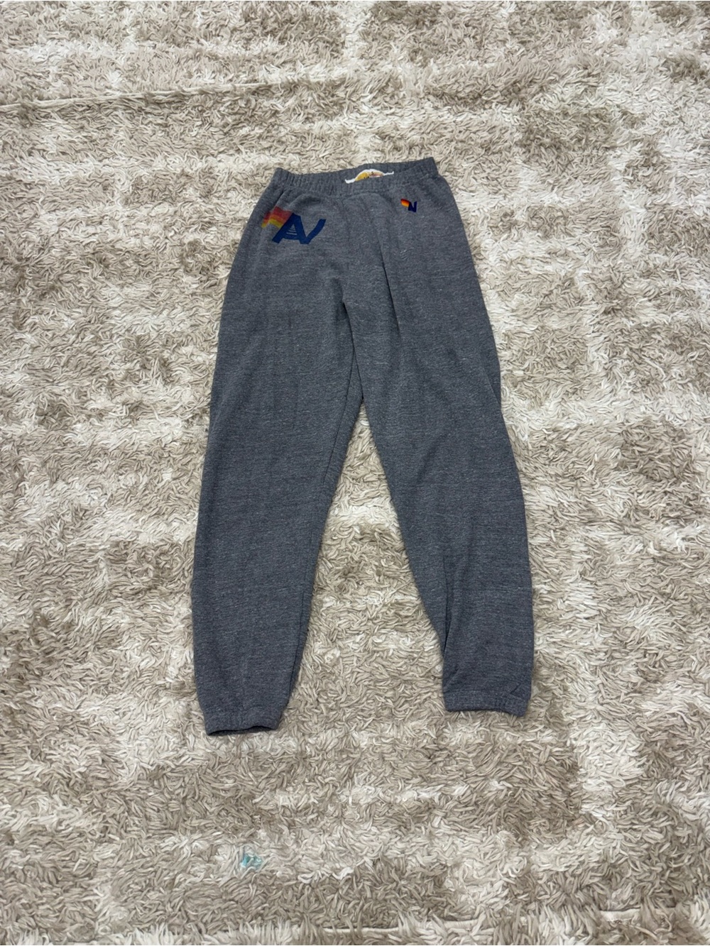 Aviator nation gray rainbow logo sweatpants